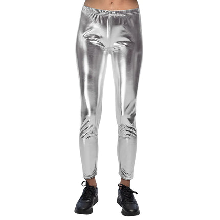 Legginsy metaliczny srebrny