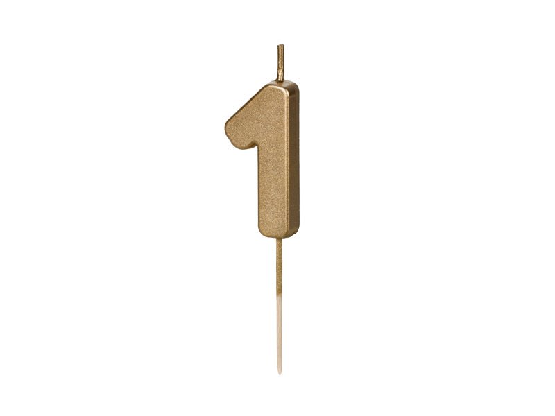 1 Jaar Kaars Goud 4,5cm - Partywinkel - 5904555032309