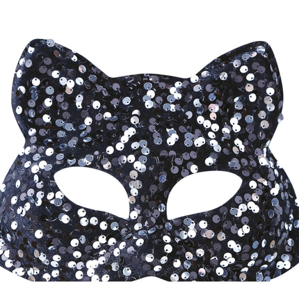 Srebrna maska na oczy Cat Sequins