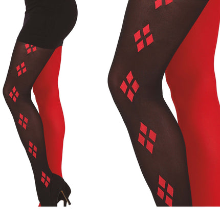 Czarno-czerwone legginsy Harley Quin