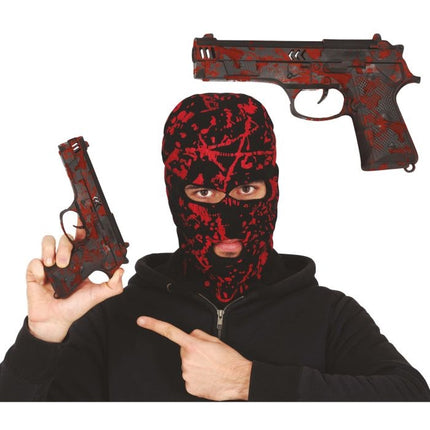 Halloweenowy sztuczny pistolet Bloody 22 cm