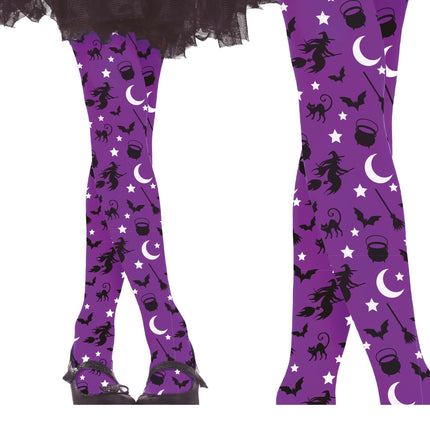 Fioletowe dziecięce legginsy na Halloween