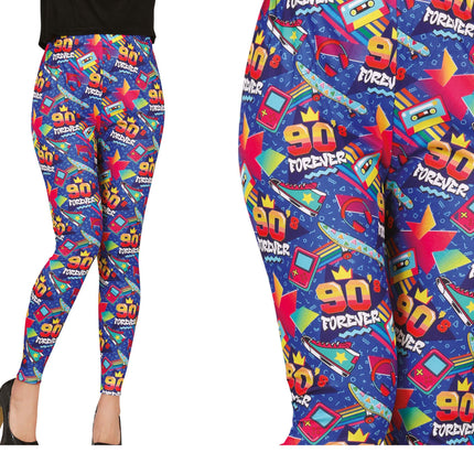 Niebieskie legginsy damskie 90s