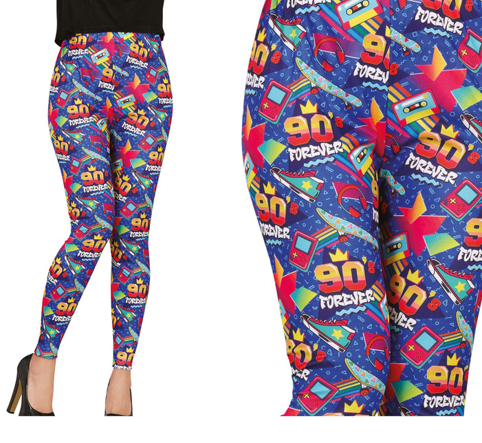 Niebieskie legginsy damskie 90s