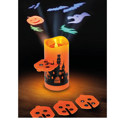 Halloween Projektor LED Pomarańczowa Świeca 16cm