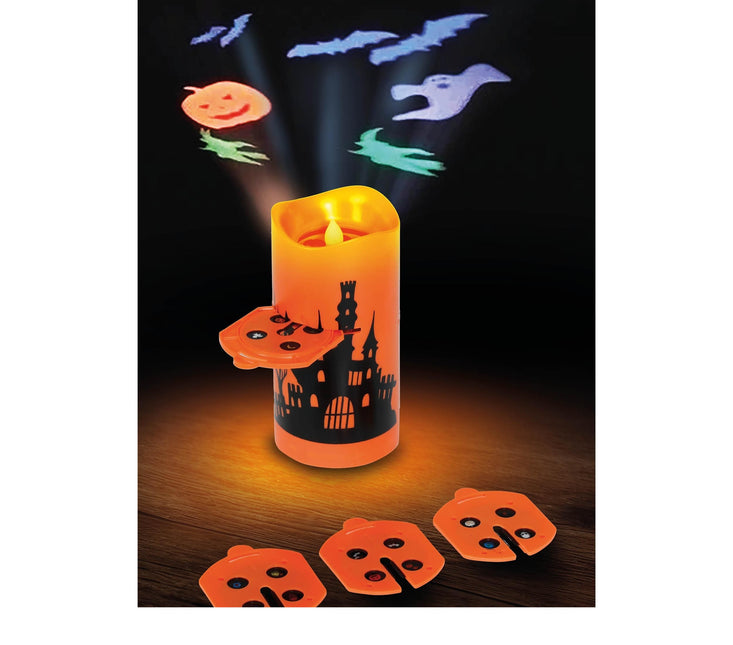 Halloween Projektor LED Pomarańczowa Świeca 16cm