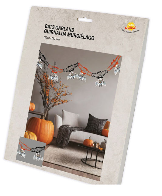 Halloweenowa girlanda z zawieszkami nietoperzy 2 m