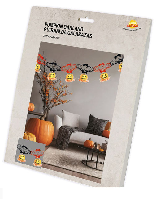 Halloweenowa girlanda Dynia Deluxe Zawieszki 2m