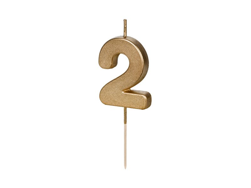 2 Jaar Kaars Goud 4,5cm - Partywinkel - 5904555032316