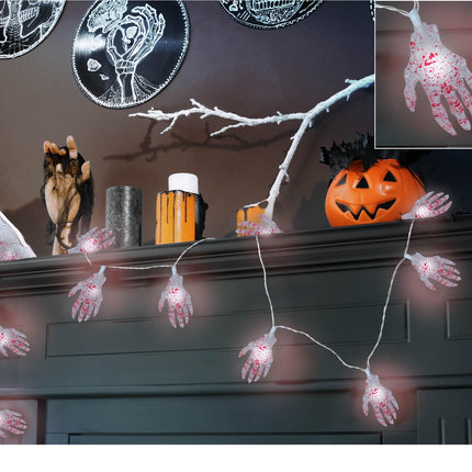 Halloweenowa girlanda świetlna LED Ręka szkieletu 1,15 m