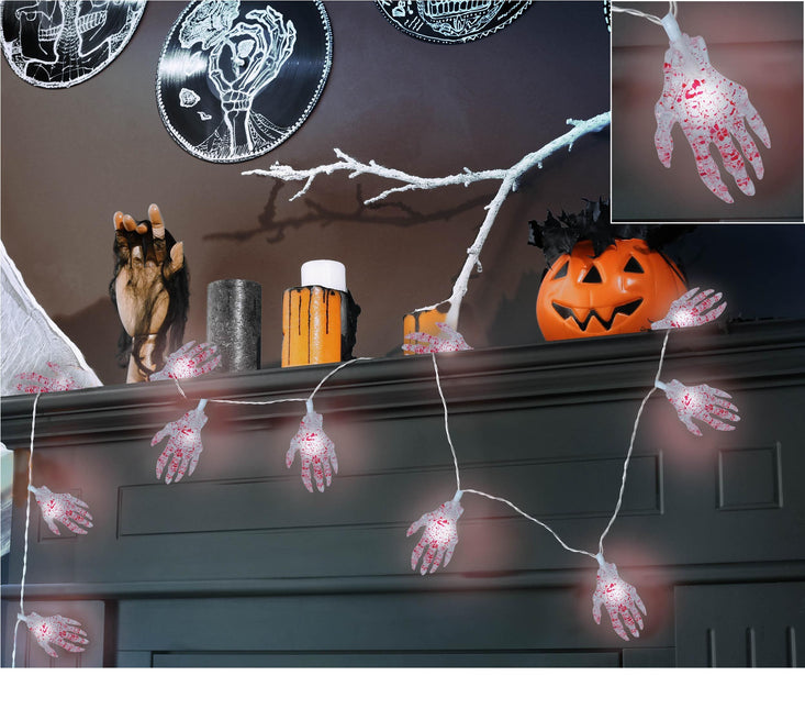 Halloweenowa girlanda świetlna LED Ręka szkieletu 1,15 m