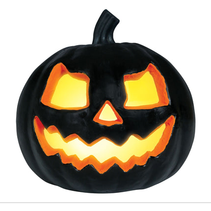 Halloweenowa dekoracja stołu Czarna dynia ze światłem 20 cm