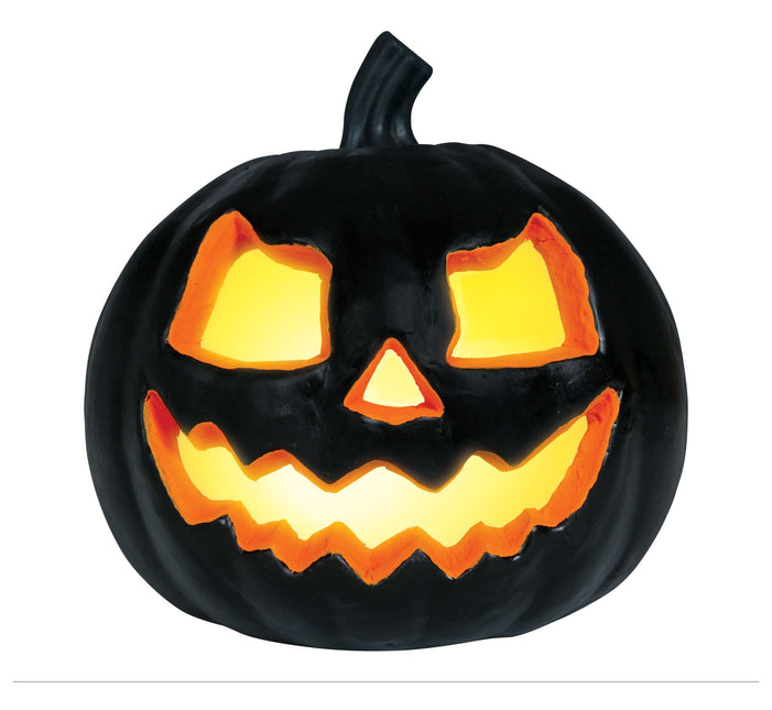 Halloweenowa dekoracja stołu Czarna dynia ze światłem 20 cm