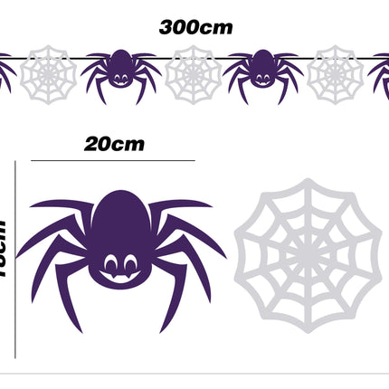 Halloweenowa girlanda Pająki i pajęczyna 3m