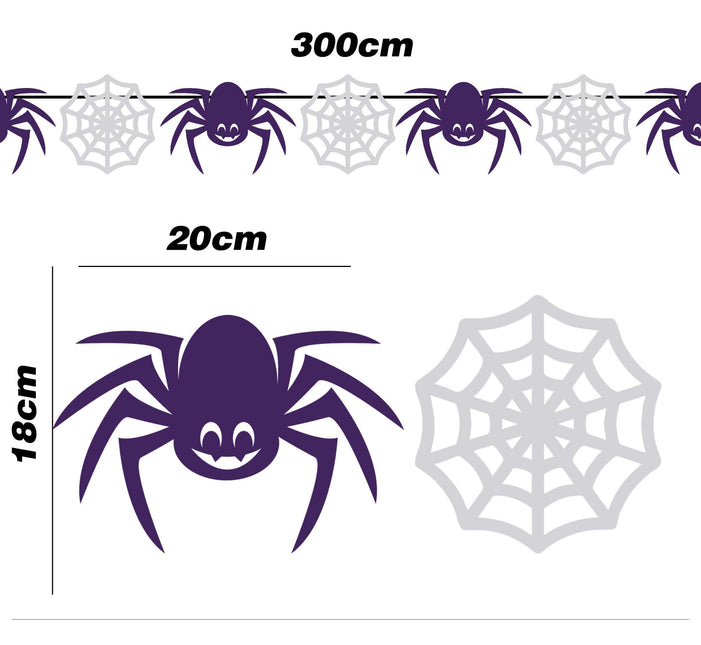 Halloweenowa girlanda Pająki i pajęczyna 3m