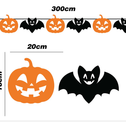 Halloweenowa girlanda czarno-pomarańczowa 3m