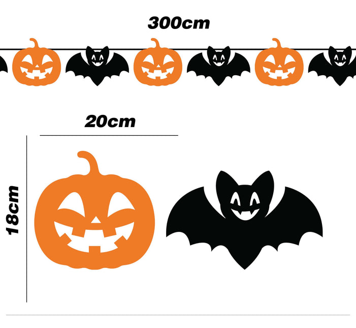 Halloweenowa girlanda czarno-pomarańczowa 3m