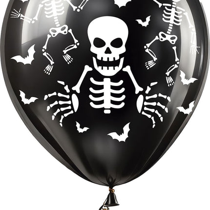 Balony na Halloween Czarny Szkielet 30cm 16szt