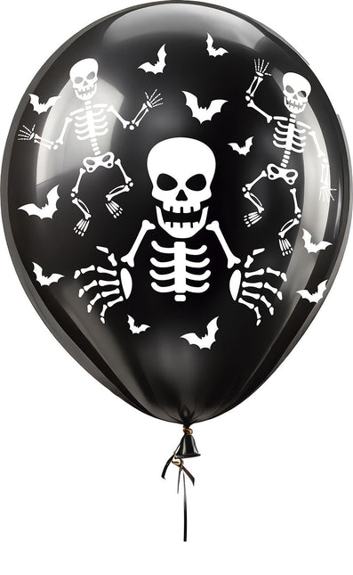 Balony na Halloween Czarny Szkielet 30cm 16szt