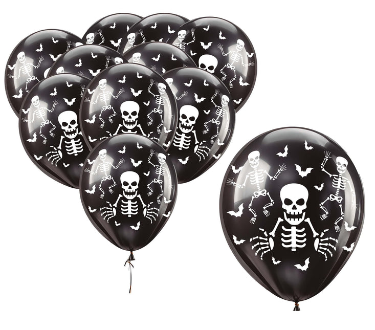 Balony na Halloween Czarny Szkielet 30cm 16szt