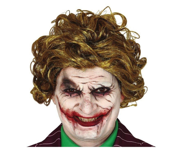 Halloweenowa peruka Joker żółto-zielona