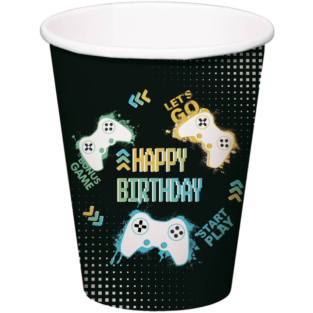 Kubki Happy Birthday Gaming Party 250ml 8szt