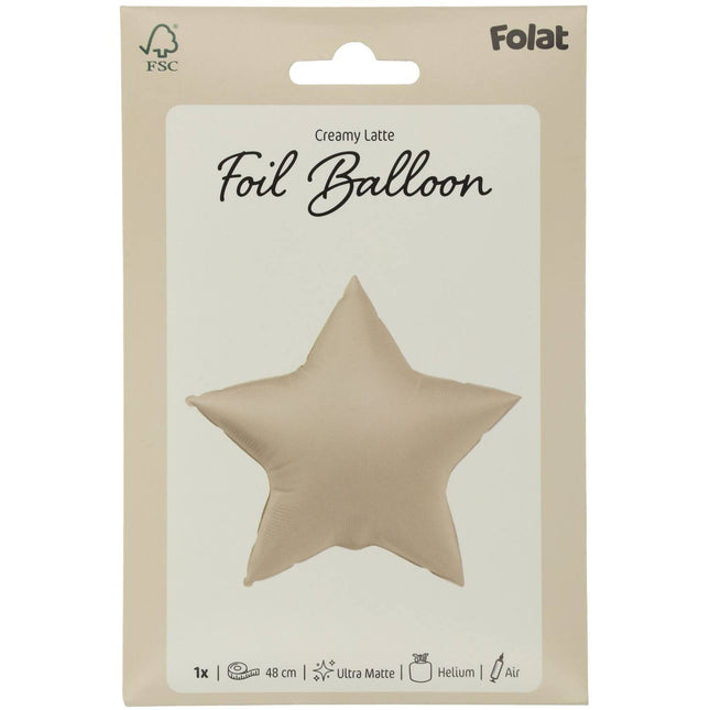 Balon helowy Star Creamy Latte Matt 45 cm pusty