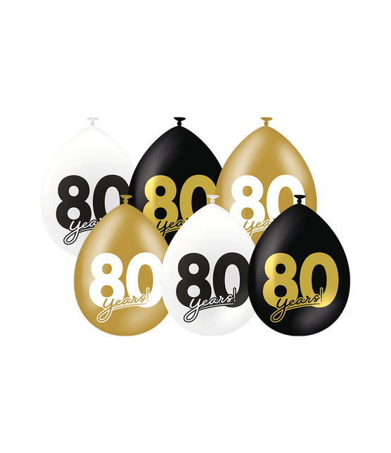 80 Jaar Ballonnen 30cm 6st - Partywinkel - 8716764241710