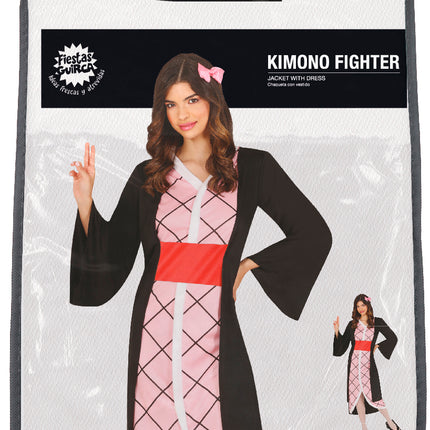 Kostium wojownika Kimono damskie czarno-różowe