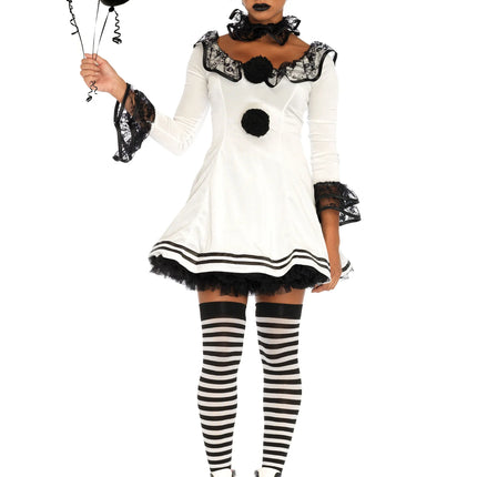 Clown Dress White Black Ladies Leg Avenue