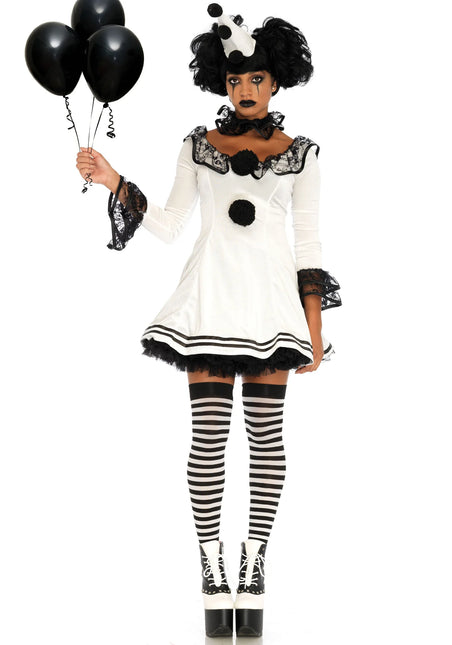 Clown Dress White Black Ladies Leg Avenue