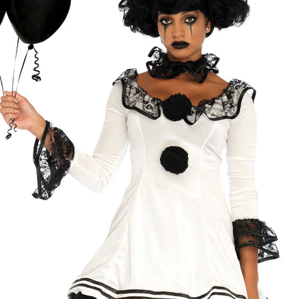 Clown Dress White Black Ladies Leg Avenue