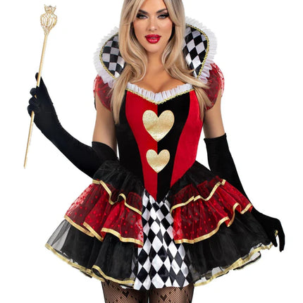 Heart Queen Dress Red Black Ladies Leg Avenue