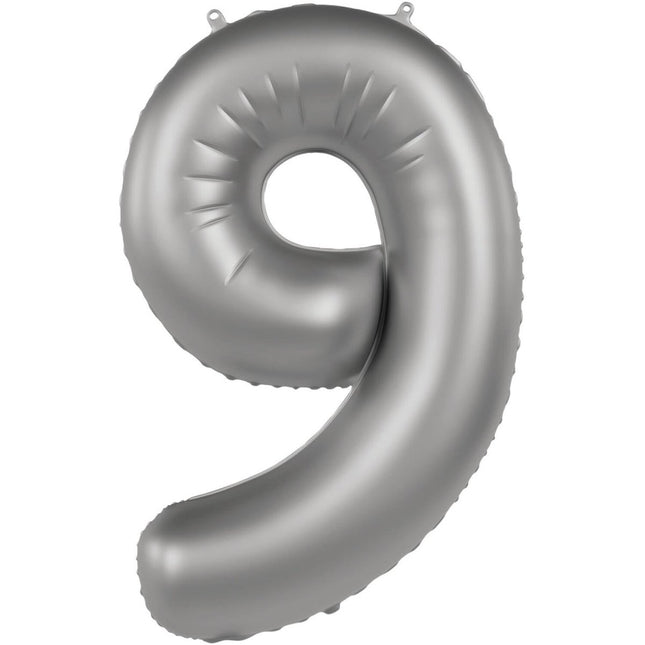 9 Jaar Cijfer Ballon Zilver 86cm - Partywinkel - 8714572104791