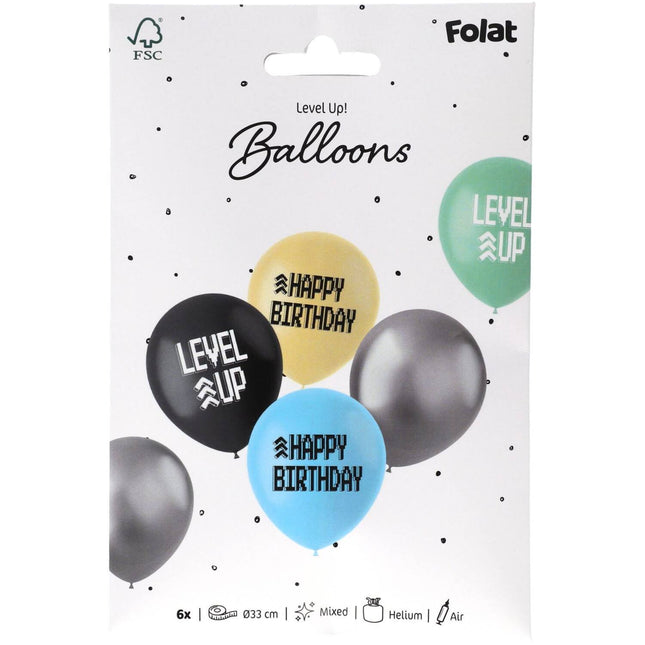 Balony Happy Birthday Gaming Party 33cm 6szt