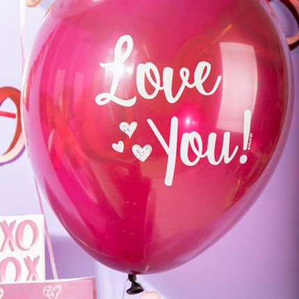 Balony "Kocham Cię! Mix Pink 33cm - 6 sztuk