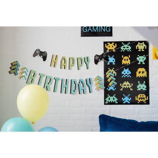 Chusta z literami Happy Birthday Gaming Party 1,5 m