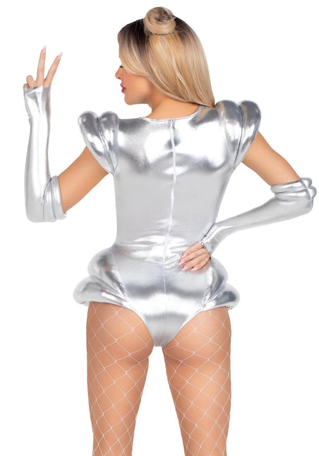 Astronauten Pak Zilver Dames Bodysuit Leg Avenue - Partywinkel - 714718572826