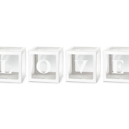 Balloon boxes LOVE, 30x30 cm, white - Partywinkel - 5904555011502