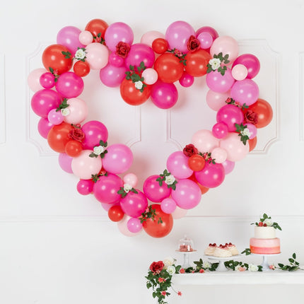 Balloon garland with frame, pink, 160 cm - Partywinkel - 5904555010635