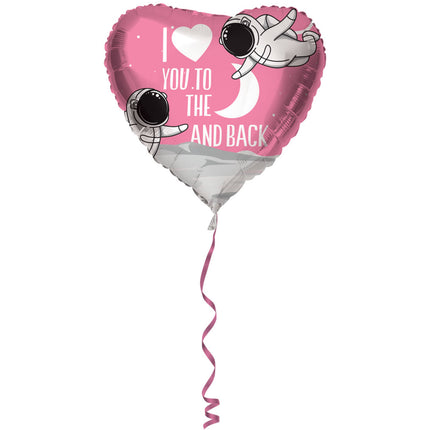 Różowy balon foliowy "I Love You To The Moon And Back" - 45 cm