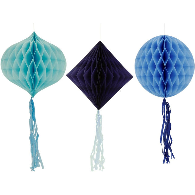 Blauwe Honeycombs 30cm 3st - Partywinkel - 8714572243216