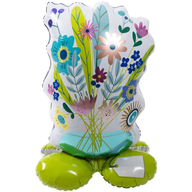 Bloemen Helium Ballon Met Standaard Leeg 77cm - Partywinkel - 8714572285926