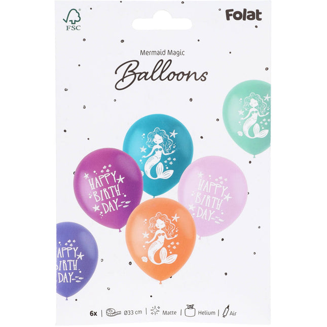 Balony lateksowe - Mermaid Magic - 33 cm - 6 sztuk