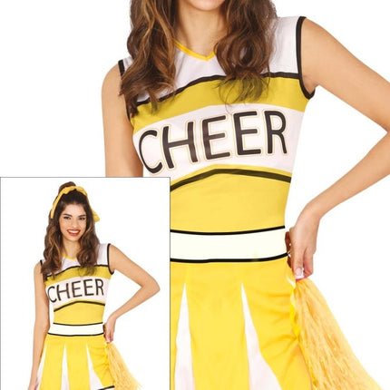 Cheerleader Jurk Geel Dames - Partywinkel - 8434077841709