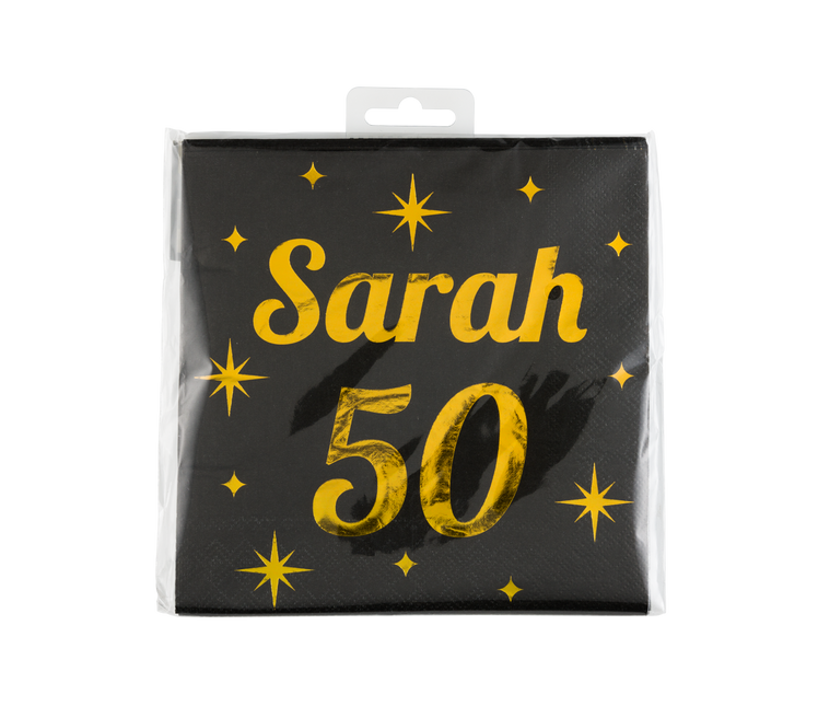 Serwetki Sarah Black Gold 50 Years 19cm 16szt