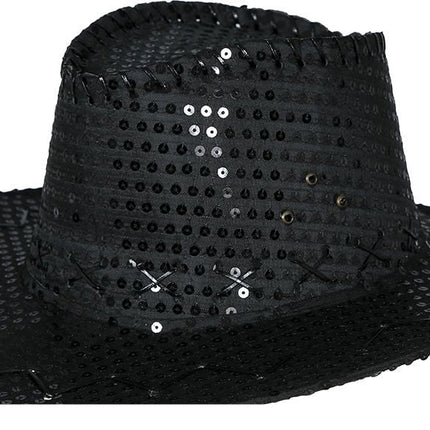 Cowboy Hoed Zwart Pailletten - Partywinkel - 8434077230312