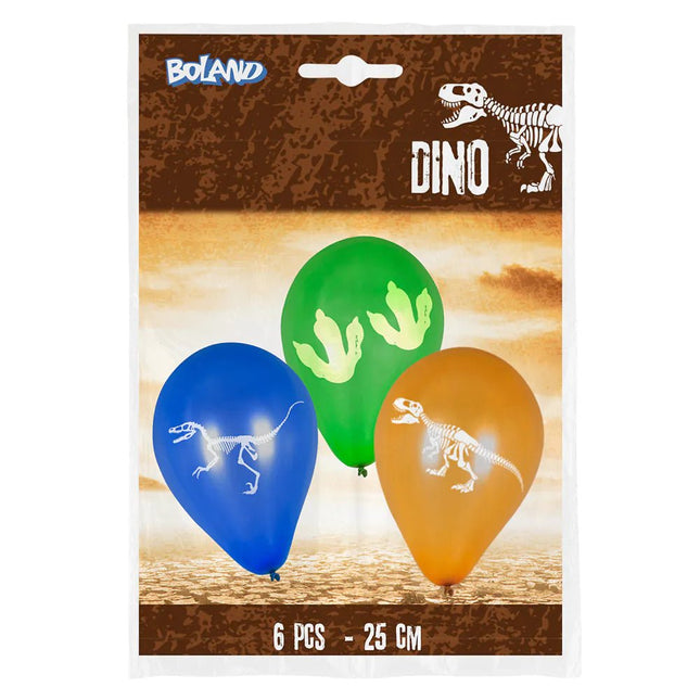 Dinosaurus Ballonnen Gekleurd 25cm 6st - Partywinkel - 8712026506054