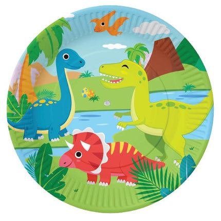 Dinosaurus Borden Dino Wereld 23cm 8st - Partywinkel - 5712735036739