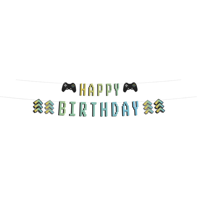 Chusta z literami Happy Birthday Gaming Party 1,5 m